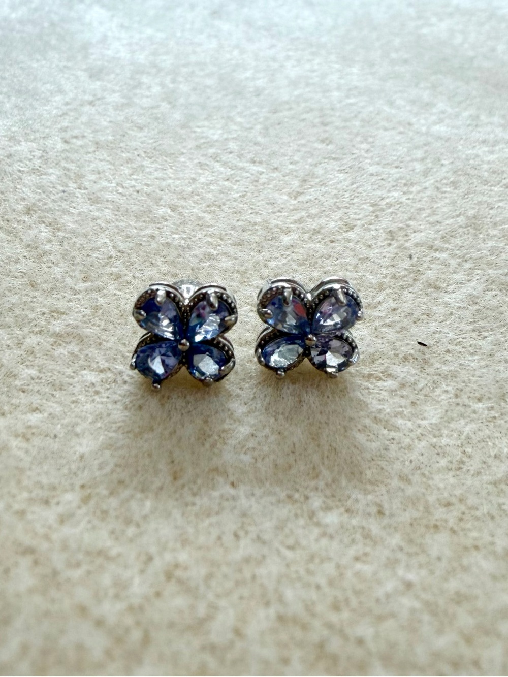 Tanzanite Crystal Flower Stud Earrings - Elegant Women’s Jewelry